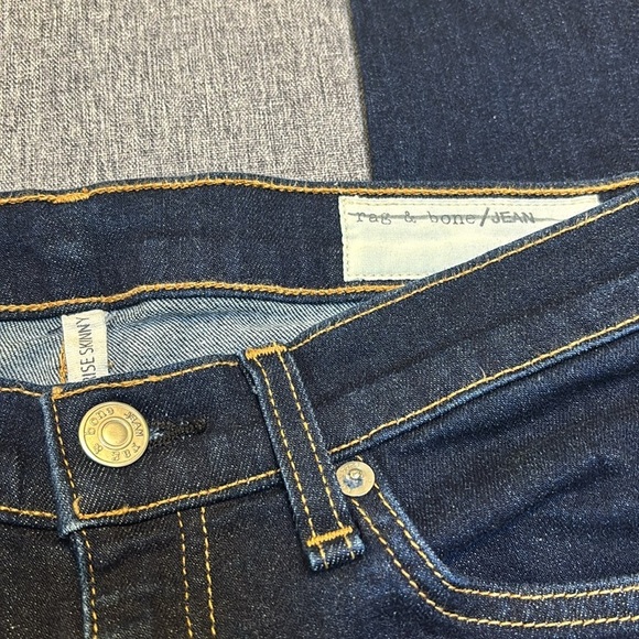 Rag & Bone High Rise Skinny Denim Jeans Heritage Wash Dark Stretch - Picture 2 of 5